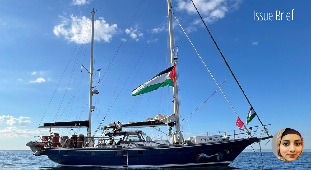 Activists taking part in the Global Sumud Flotilla, bound for Gaza to break Israel's blockade on the Palestinian territory.
